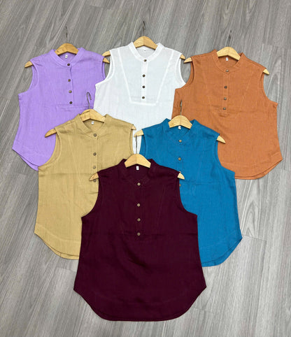 Áo Linen Sát Nách. Final sale (no return/exchange).