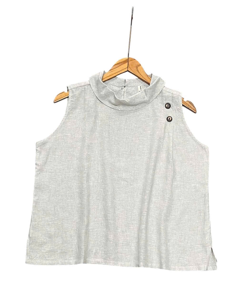 L158->163 - Áo Sát Nách Cổ Đổ Blend Linen. Final sale (no return/exchange).