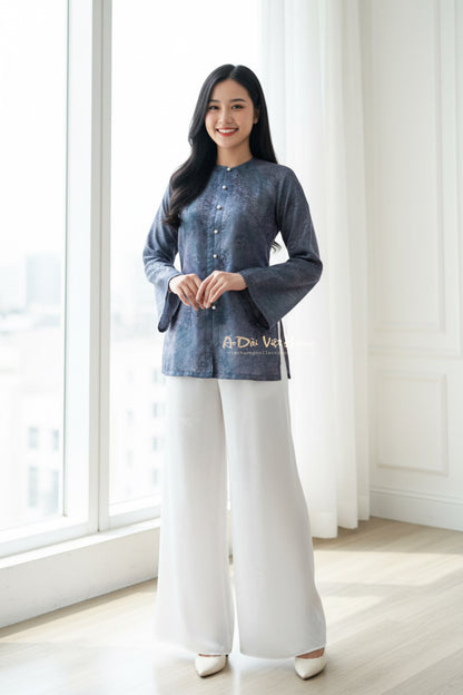 B09 - Áo Bà Ba Tencel Mộc Lan Xanh Ánh Hồng | Áo Only