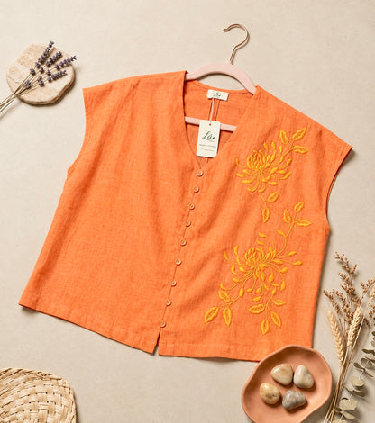 L125->L131 - Linen Top Thêu