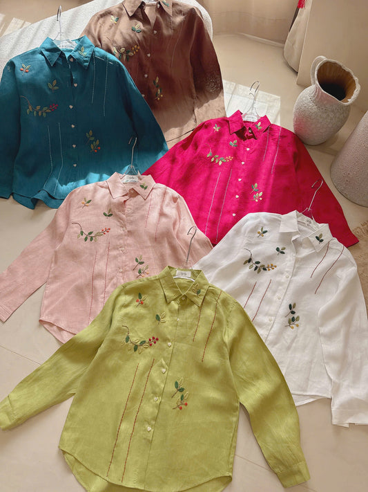 L44/L45/L46/L47/L48/L49 - Áo Sơ Mi Linen Thêu Tay