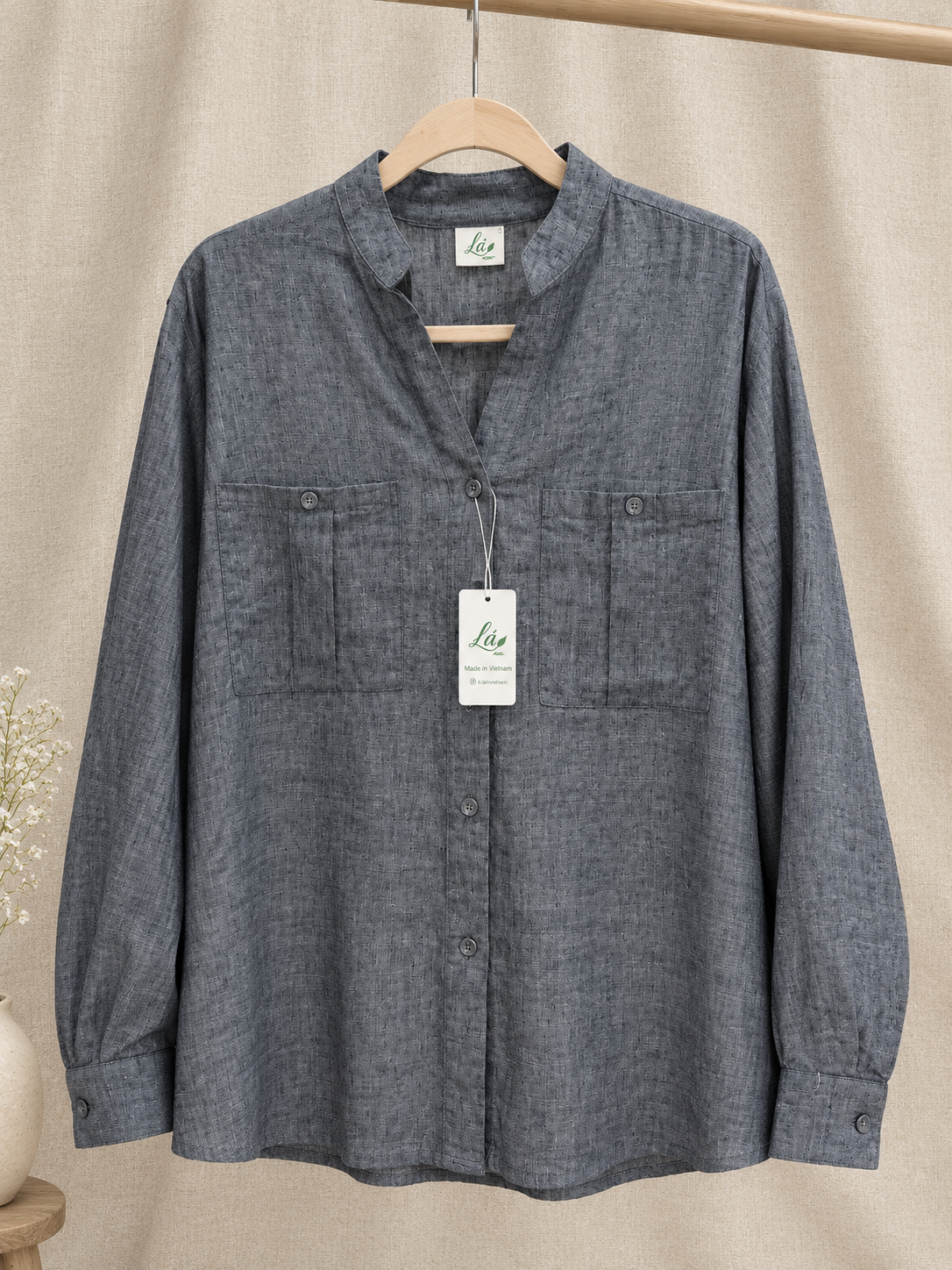 L218->223 - Sơ Mi Cổ Trụ Linen Châu Âu