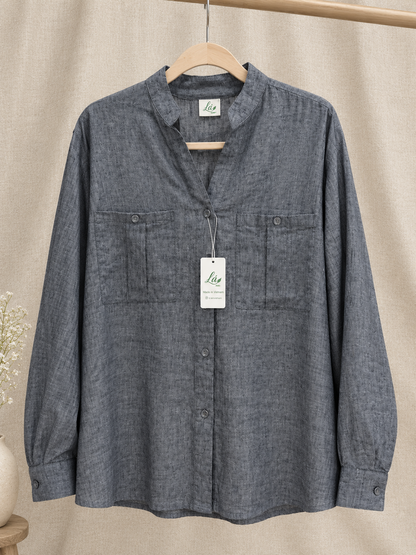 L218->223 - Sơ Mi Cổ Trụ Linen Châu Âu
