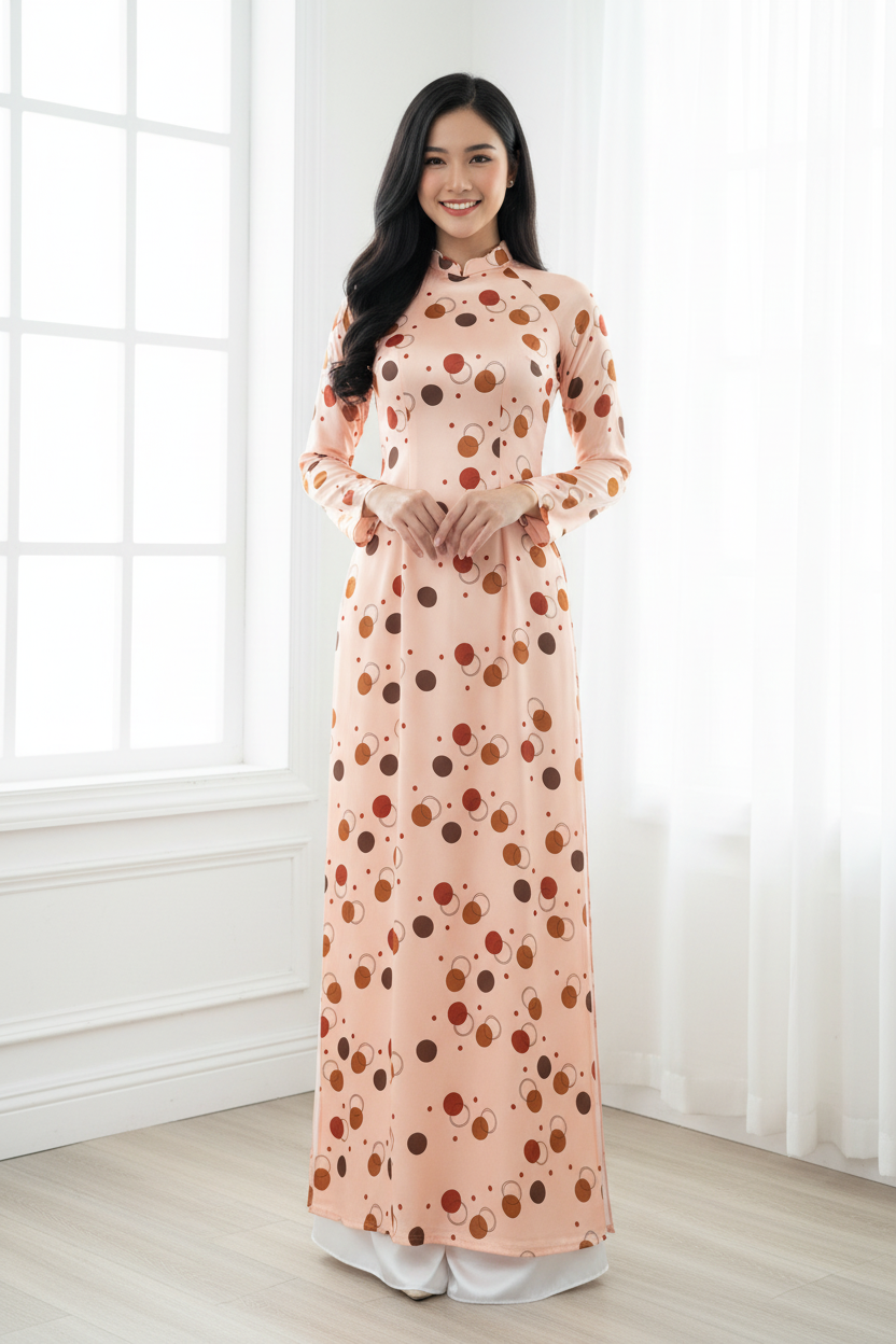 A61 - Áo Dài Lụa Tiêu Giao Cam Đào | Áo Only