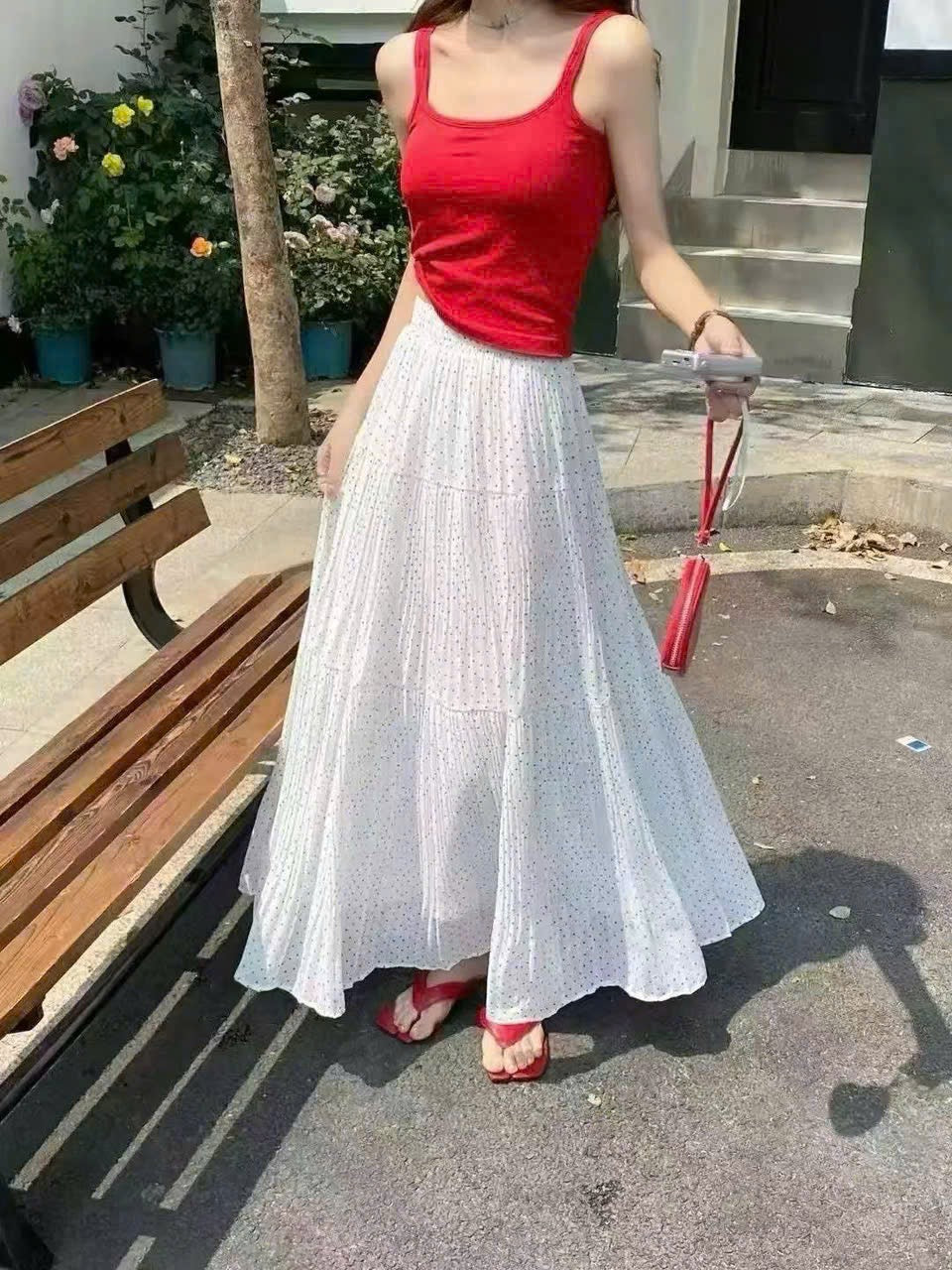 S11->15 - Skirt Voan Chiffon Chấm Bi