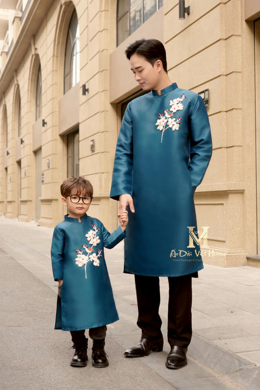 F28 - Blue Teal Boy’s Áo Dài Ý Xuân (Family Áo Dài)