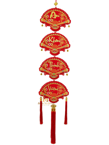 039 - 2pcs Lunar New Year Couplets Decoration (Liễn Câu Đối Hình Quạt)