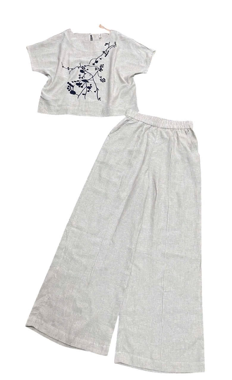 L142->146 - Set Linen Pha Thêu kèm quần