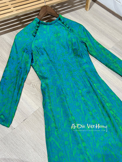 A35 - Áo Dài Gấm Tulip Cổ Yếm Cách Điệu