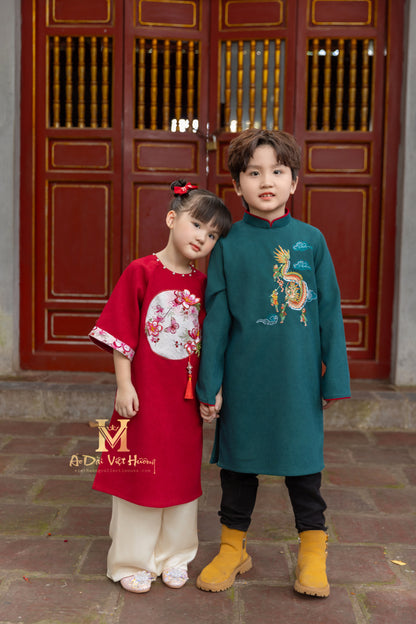 F8 - Girl’s Set Áo Dài Kim Ngân - kèm quần (Family Áo Dài)