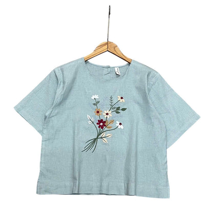 L153->157 - Áo Linen Blend Thêu Hoa