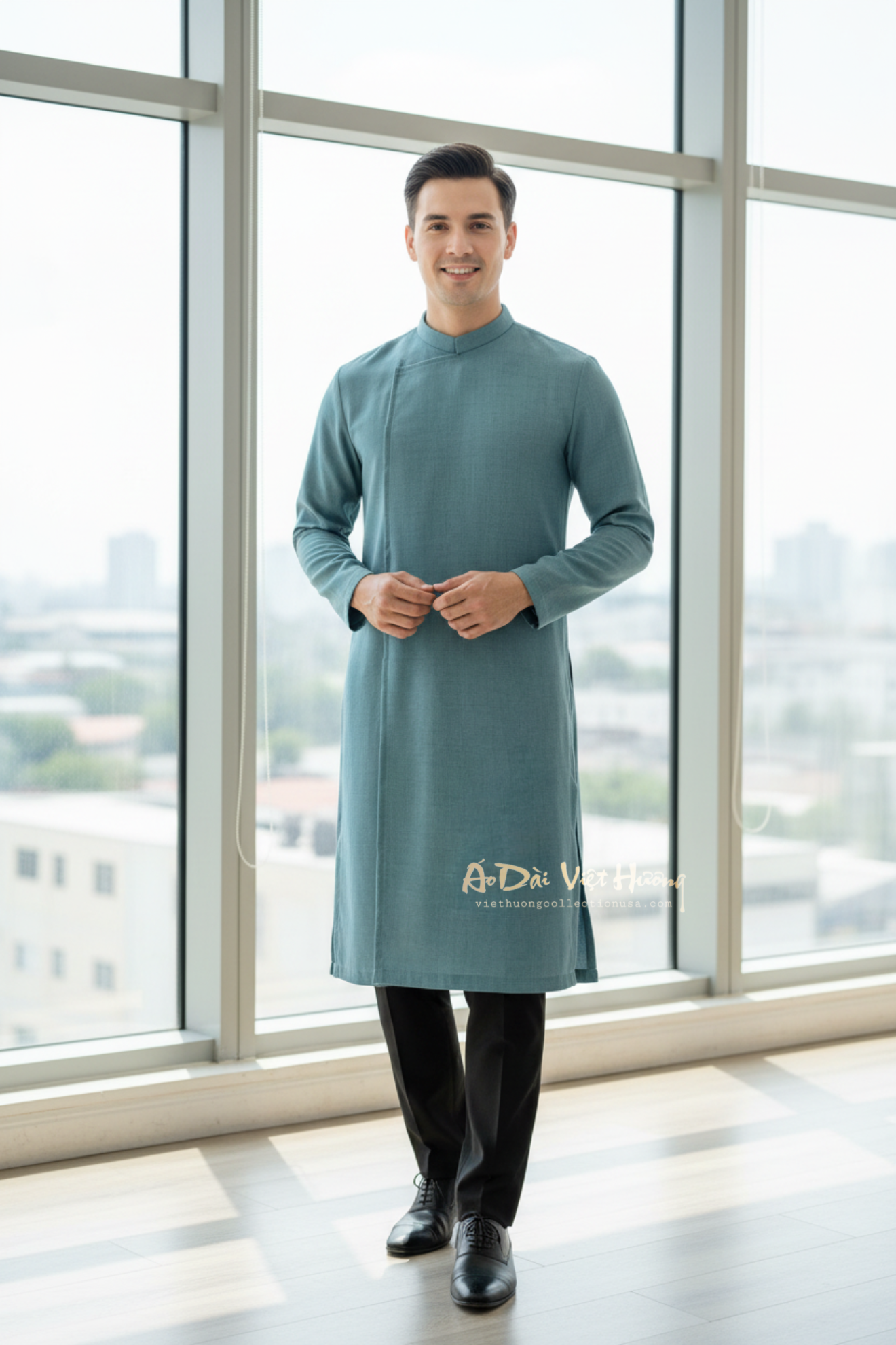 A93 - Men’s Áo Dài Stone Blue