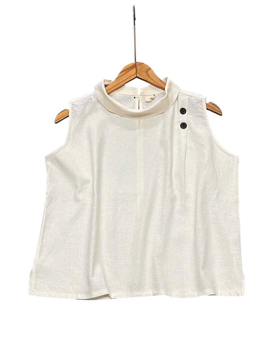 L158->163 - Áo Sát Nách Cổ Đổ Blend Linen. Final sale (no return/exchange).