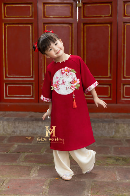 F8 - Girl’s Set Áo Dài Kim Ngân - kèm quần (Family Áo Dài)