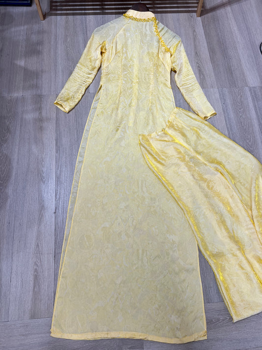 A26 - Áo Dài Vàng Tencel 2 Tà. Final sale (no return/exchange)