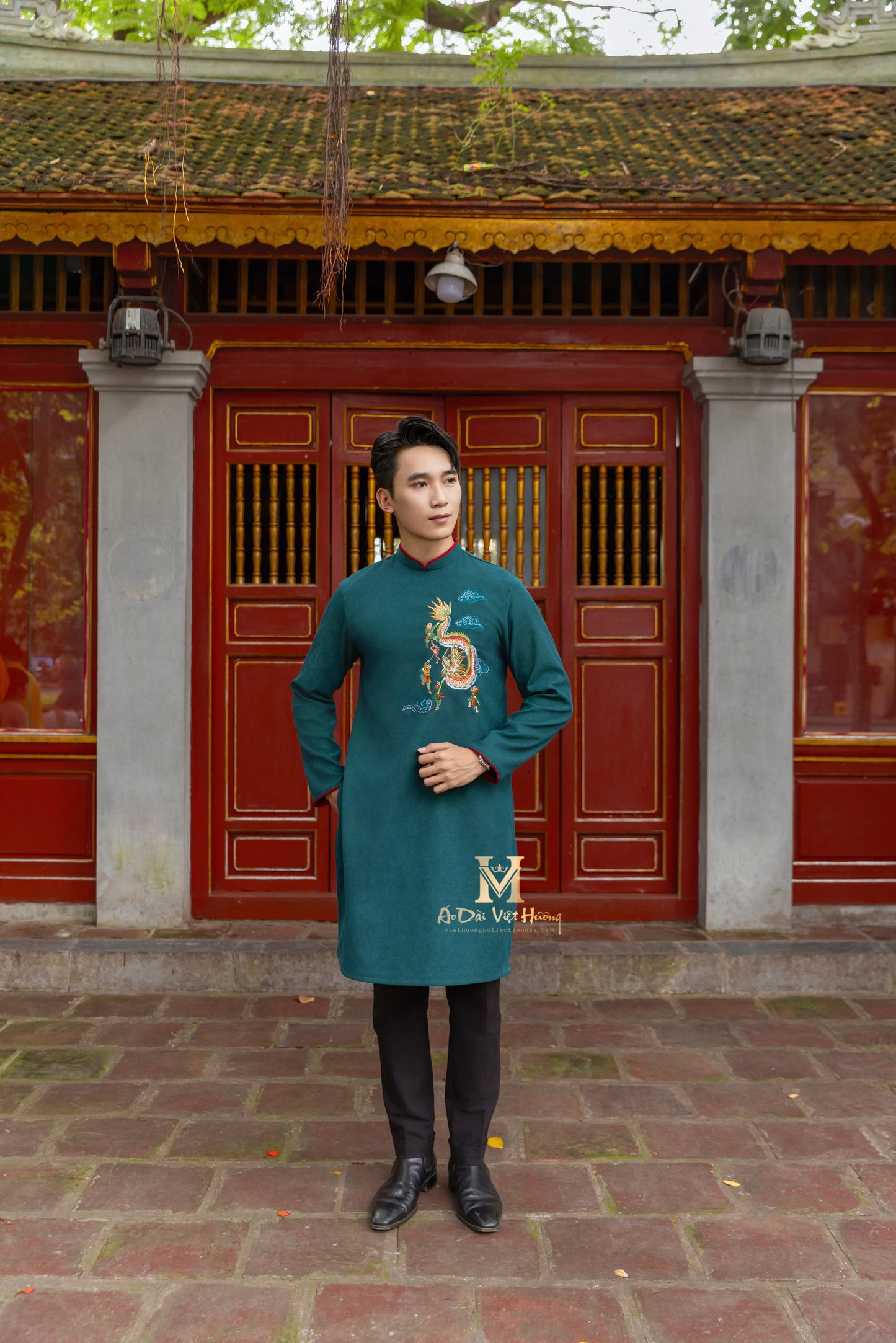 F5 - Men’s Áo Dài Blue Teal Kim Ngân (Family Áo Dài)