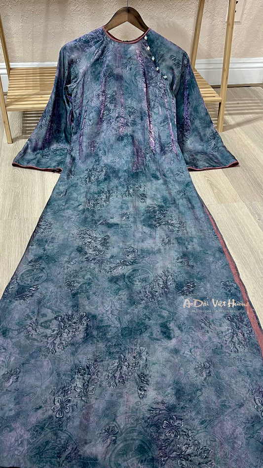 A39 - Áo Dài Dáng Suông Tencel Mộc Lan Xanh Ánh Hồng