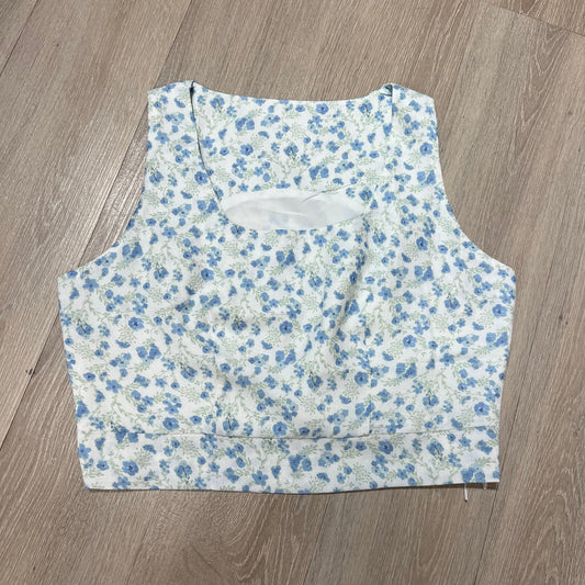 L19 - Áo Croptop Linen Hoa Nhí
