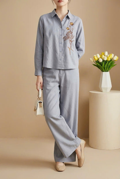 L52->59 - Set Linen Sơ Mi Thêu.