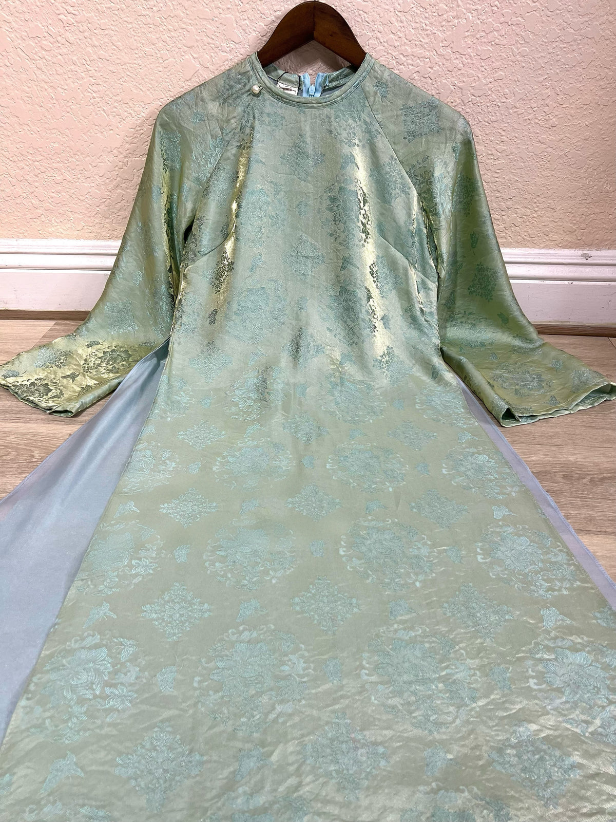 A107 - Áo Dài Suông Tencel 4 Tà Xanh Ngọc | Áo Only