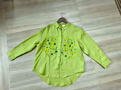 L61/L64/L66 - Floral Embroidered Linen Shirt | Signature Crisp Linen