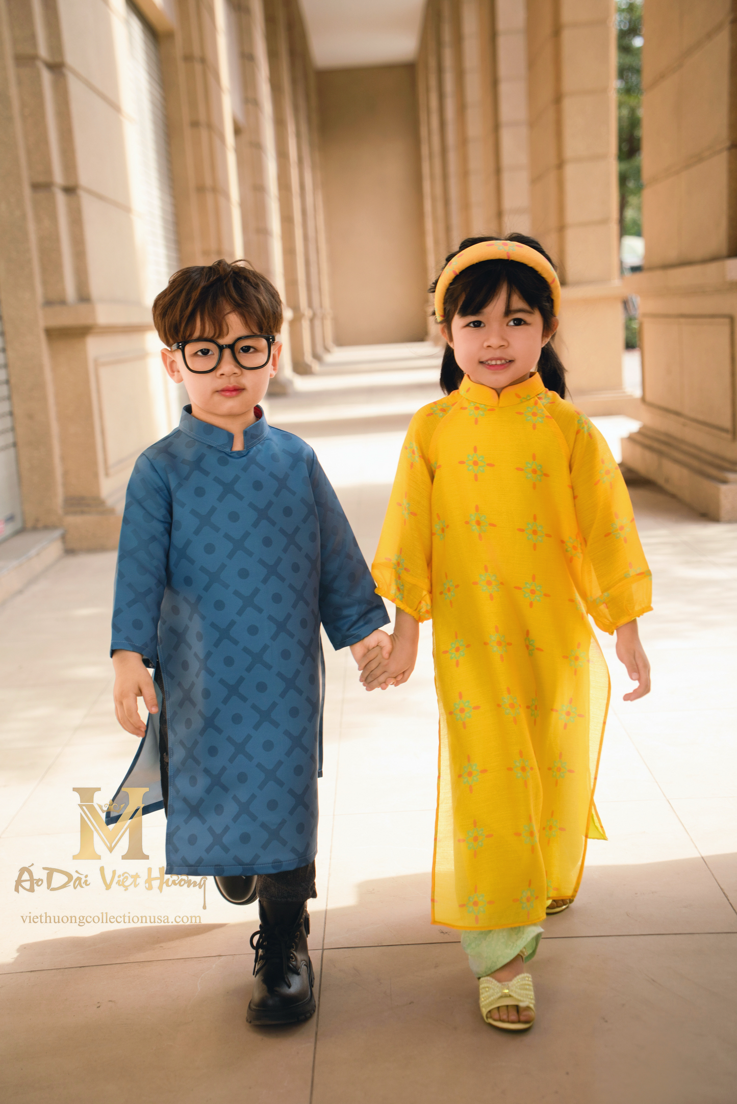 F37 - Girl’s Set Áo Dài Ánh Mai - kèm quần (Family Áo Dài)