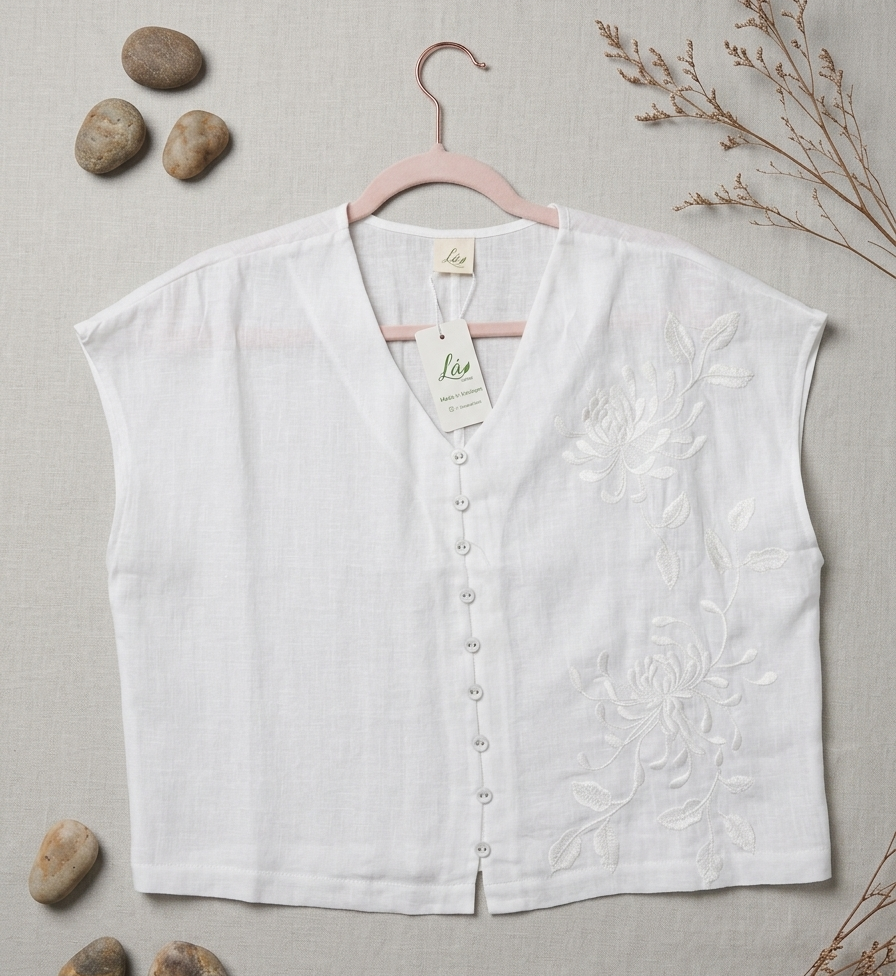 L108->118 - Áo Linen Tưng Pre Thêu Đơn Sắc