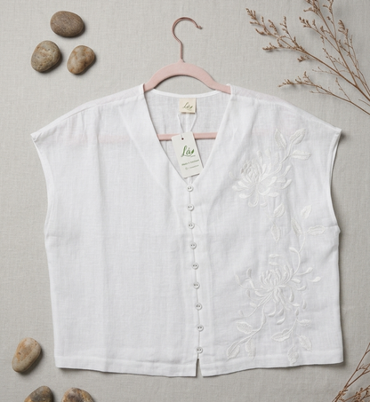 L108->118 - Áo Linen Tưng Pre Thêu Đơn Sắc