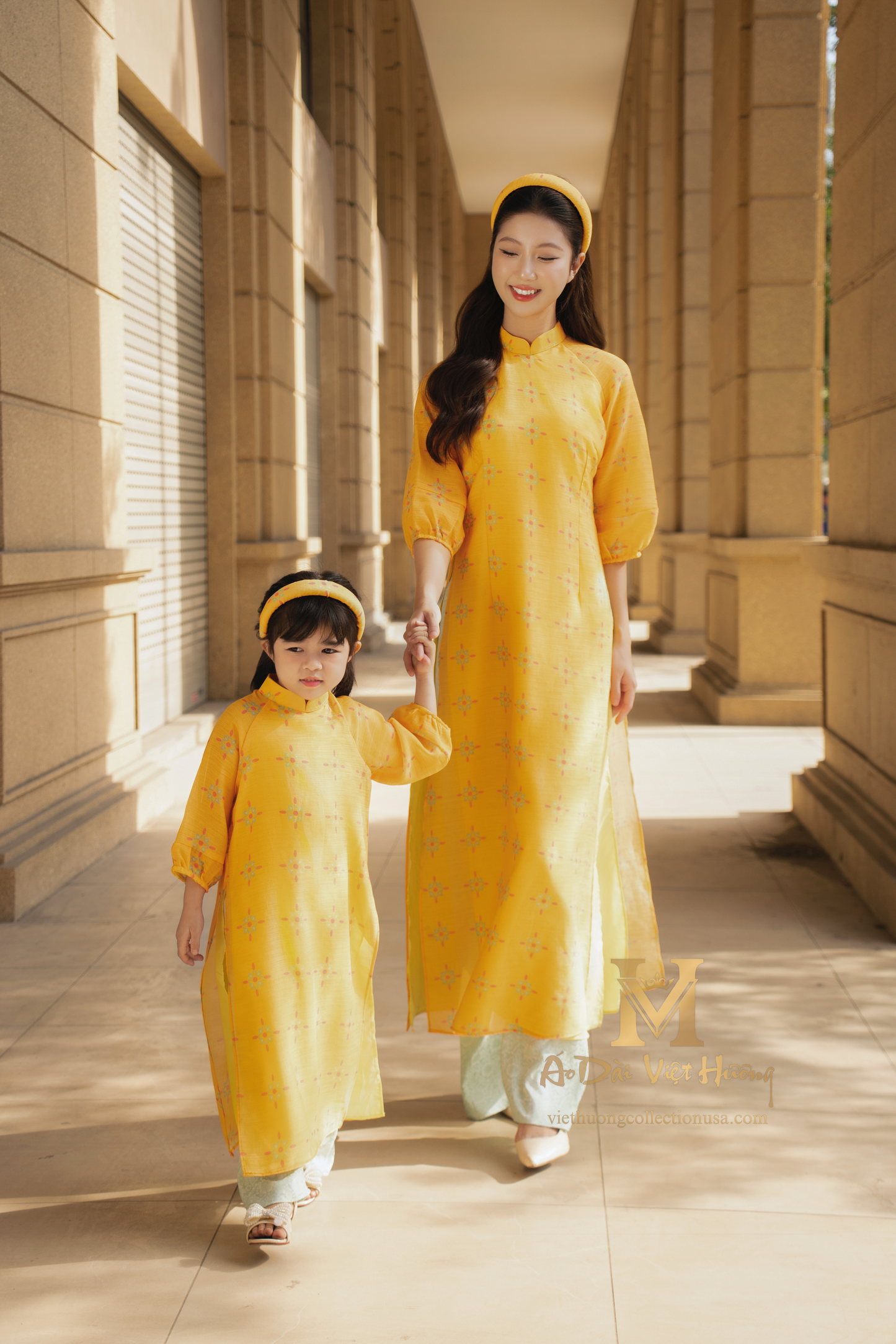 F37 - Girl’s Set Áo Dài Ánh Mai - kèm quần (Family Áo Dài)