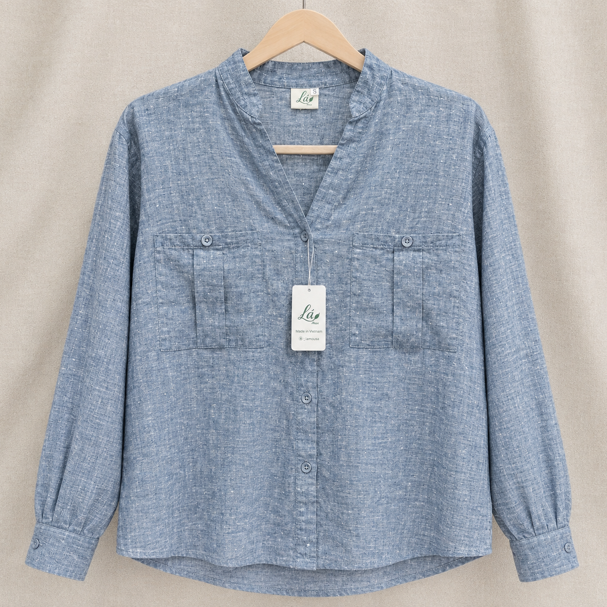 L218->223 - Sơ Mi Cổ Trụ Linen Châu Âu
