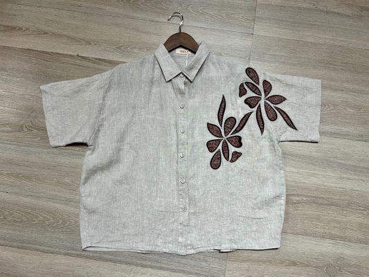 L80->82 - Áo Sơ Mi Lửng Linen Thêu