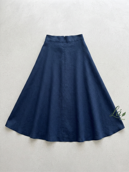 L174->182 - 100% Linen Bias-Cut Skirt