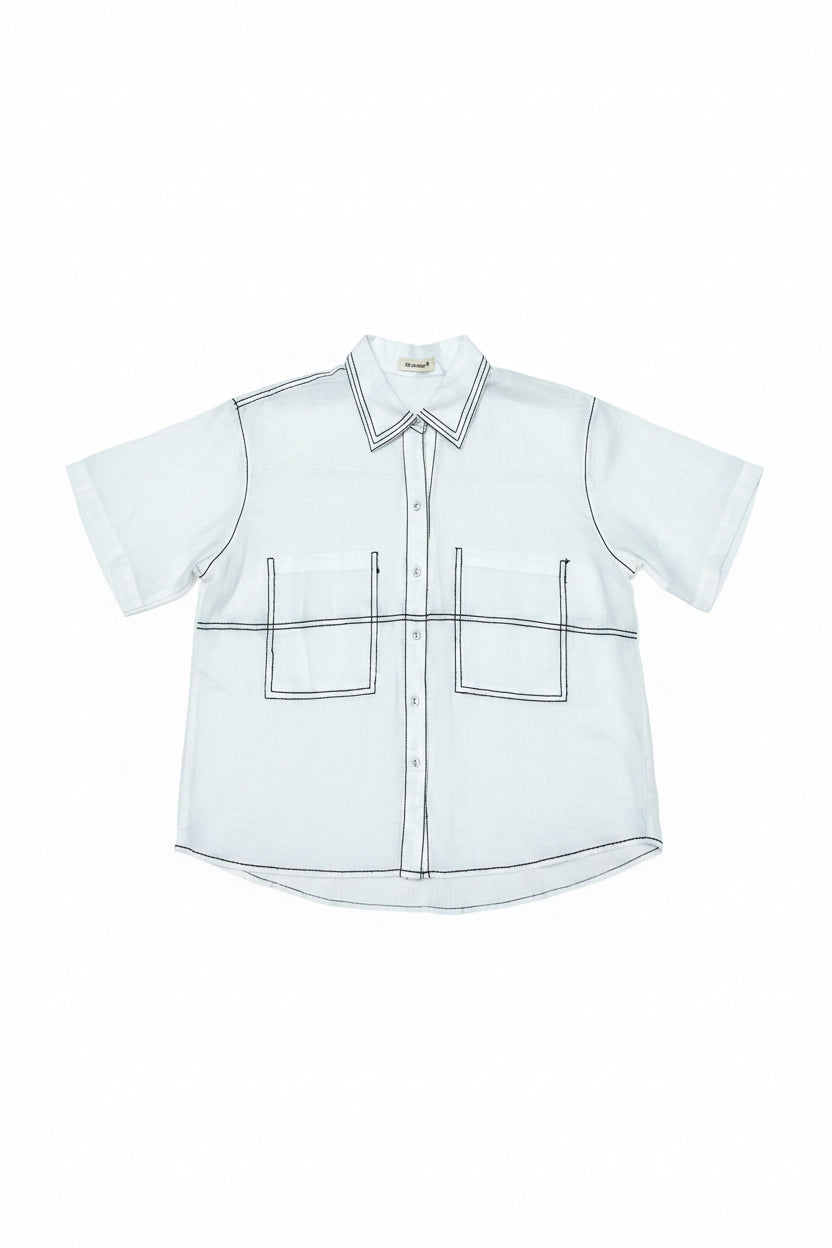 L67->82 - 100% Linen Shirt Tơ Thêu Chỉ