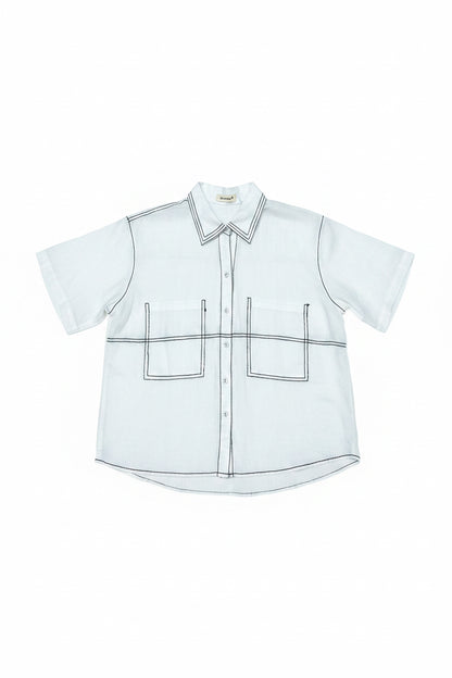L67->82 - 100% Linen Shirt Tơ Thêu Chỉ