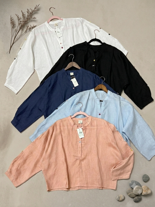 L41->58 - Áo Linen Phối Nút Cánh Tay
