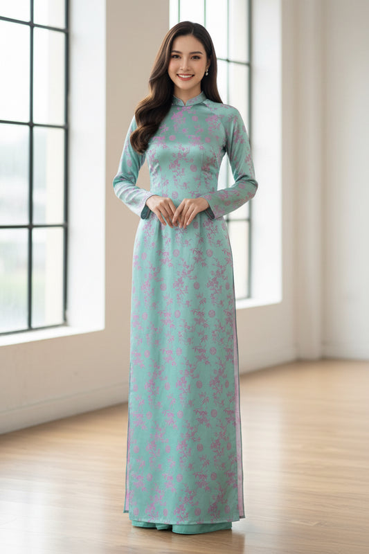 A133 - Áo Dài Gấm 2 da Trúc Hỷ