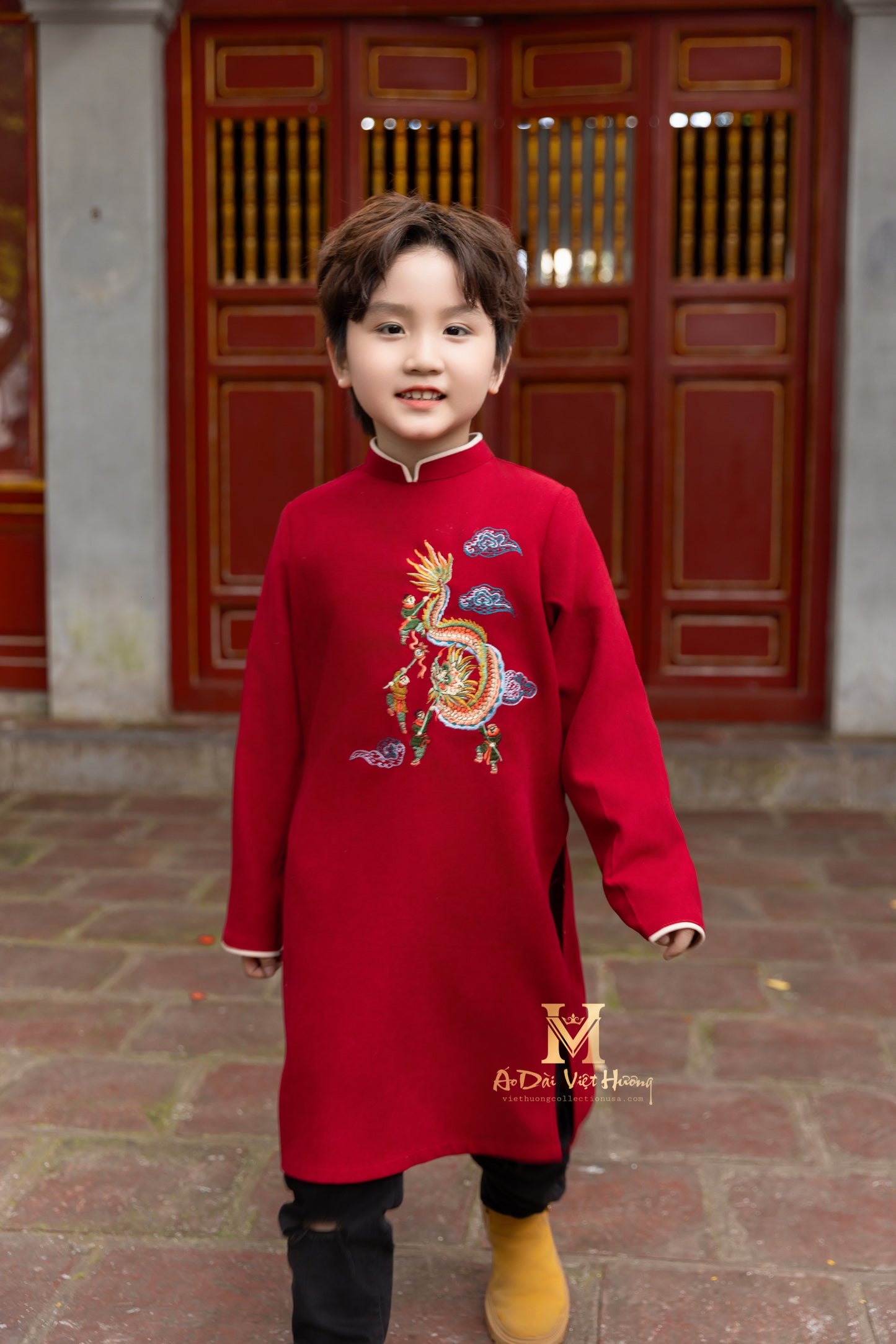 F11 - Boy’s Áo Dài Red Kim Ngân (Family Áo Dài)