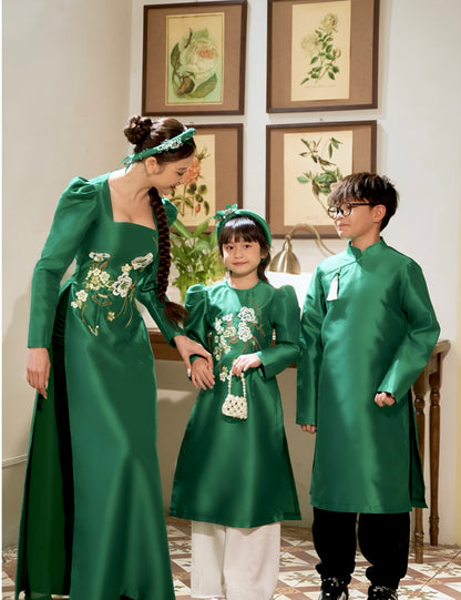 752 - Boy’s Áo Dài Tân Xuân Pine Green (Family Ao Dai)