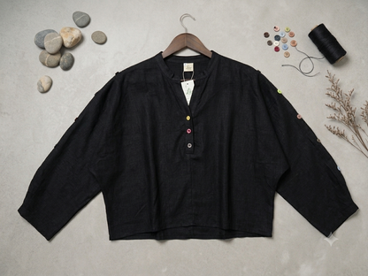 L41->58 - Áo Linen Phối Nút Cánh Tay