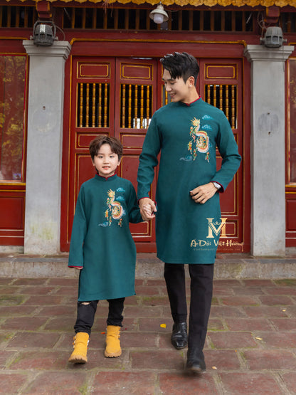 F7 - Boy’s Áo Dài Kim Ngân Blue Teal (Family Áo Dài)