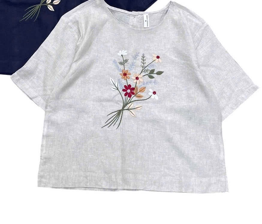 L153->157 - Áo Linen Blend Thêu Hoa