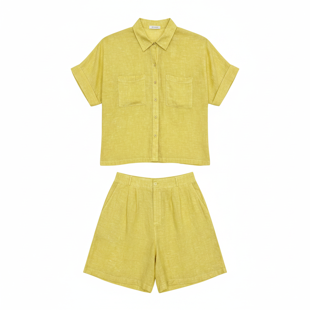 L21->27 - Set 100% Linen Short. Final sale (no return/exchange).