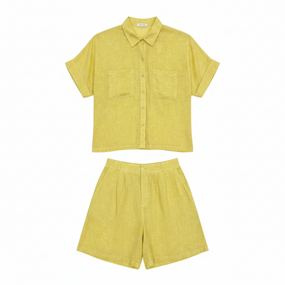 L21->27 - Set 100% Linen Short. Final sale (no return/exchange).