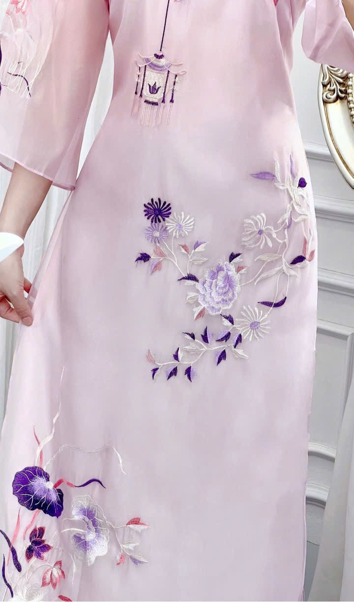 A119 - Relaxed Form Modernize Light Purple Set Áo Dài - kèm quần