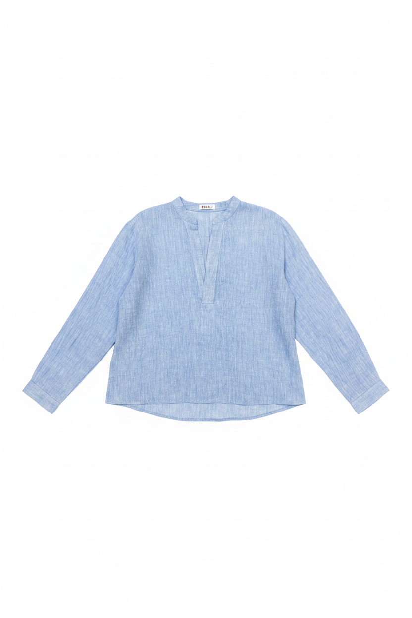 L90->95 - 100% Linen V-Neck Shirt