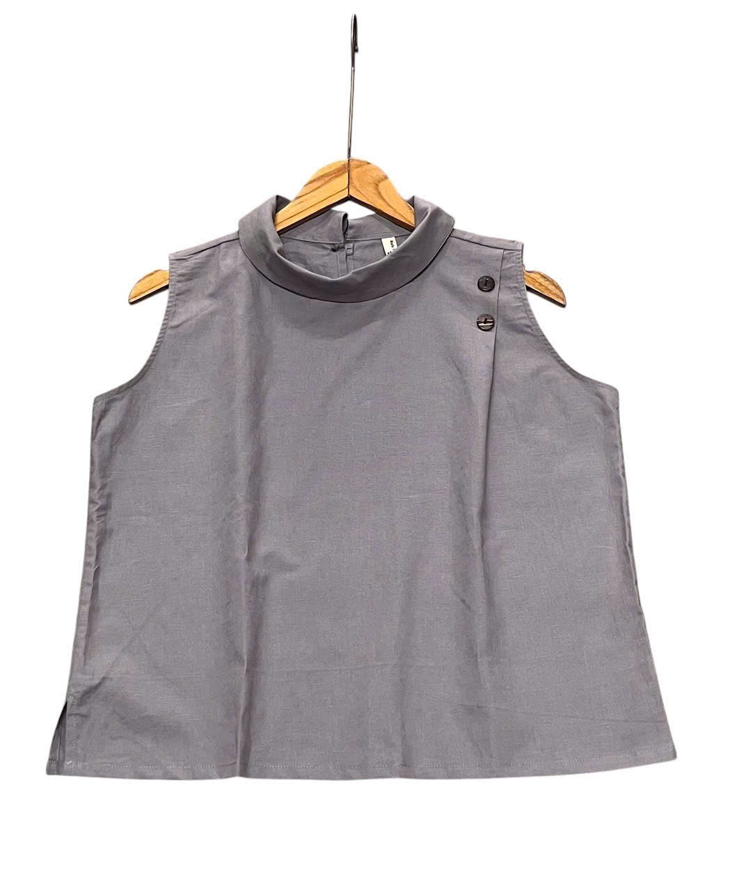 L158->163 - Áo Sát Nách Cổ Đổ Blend Linen. Final sale (no return/exchange).