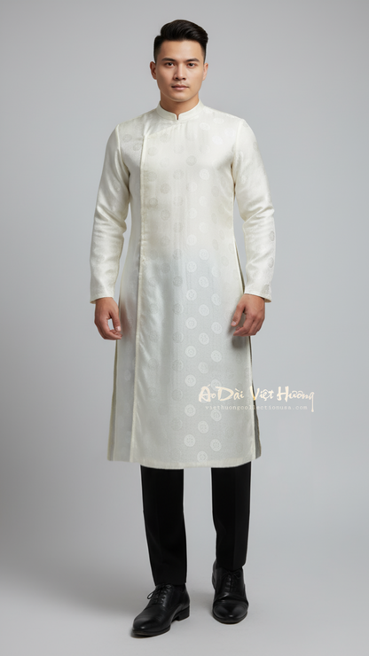 A81 - Men’s Áo Dài Nha Xá Silk Creamy