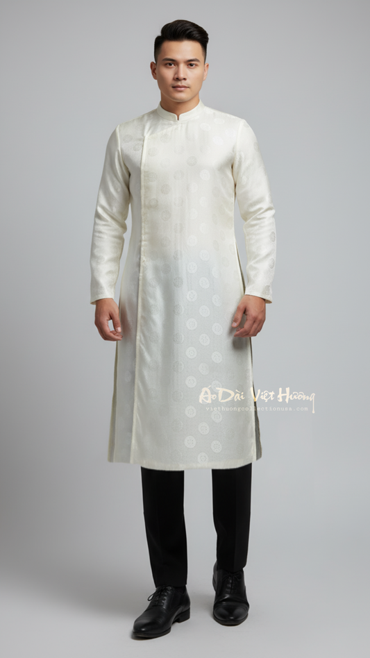 A81 - Men’s Áo Dài Nha Xá Silk Creamy