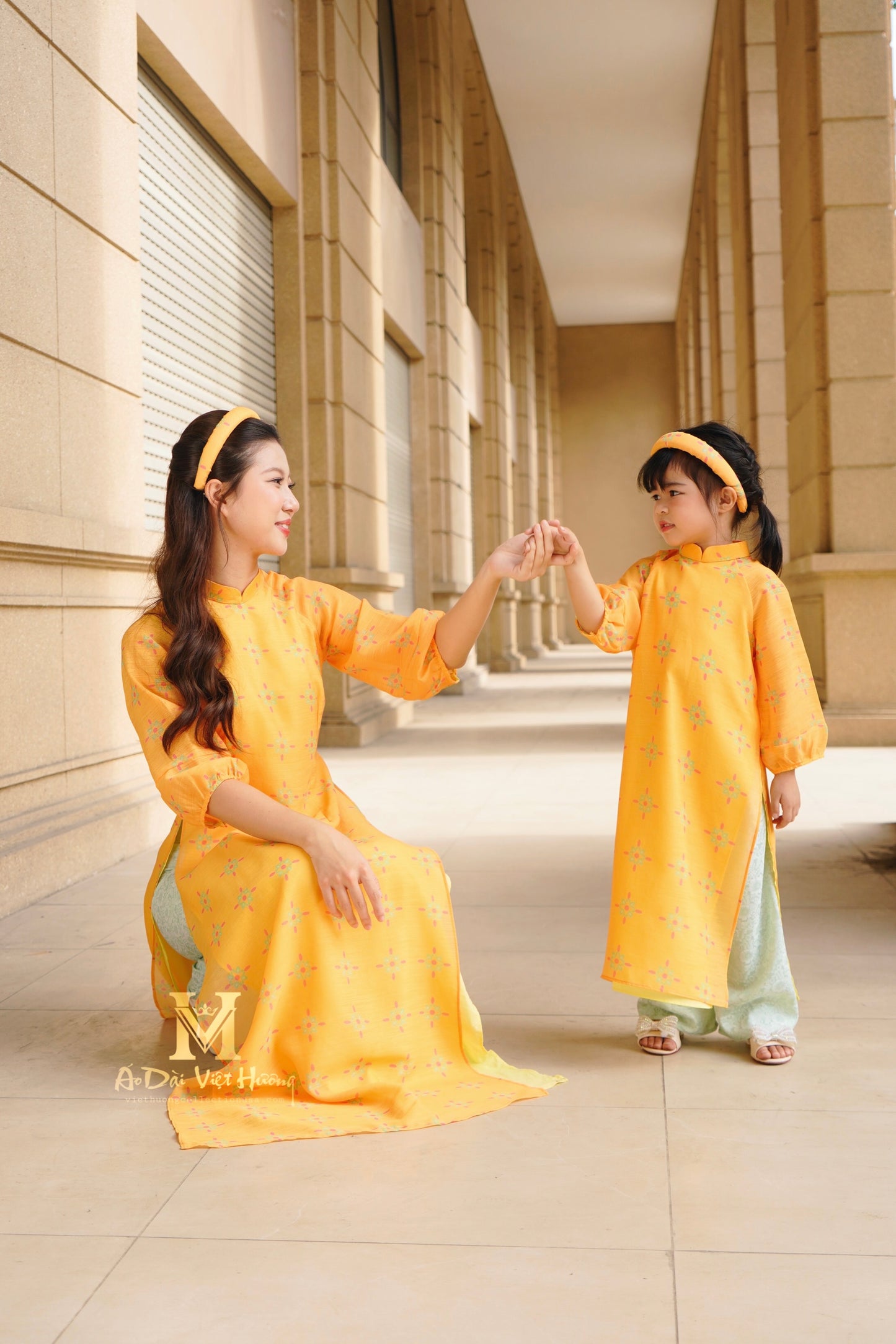 F37 - Girl’s Set Áo Dài Ánh Mai - kèm quần (Family Áo Dài)