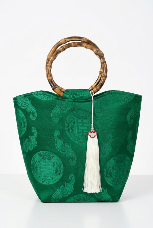 T17 - Handmade Bag Nha Xá Silk Green